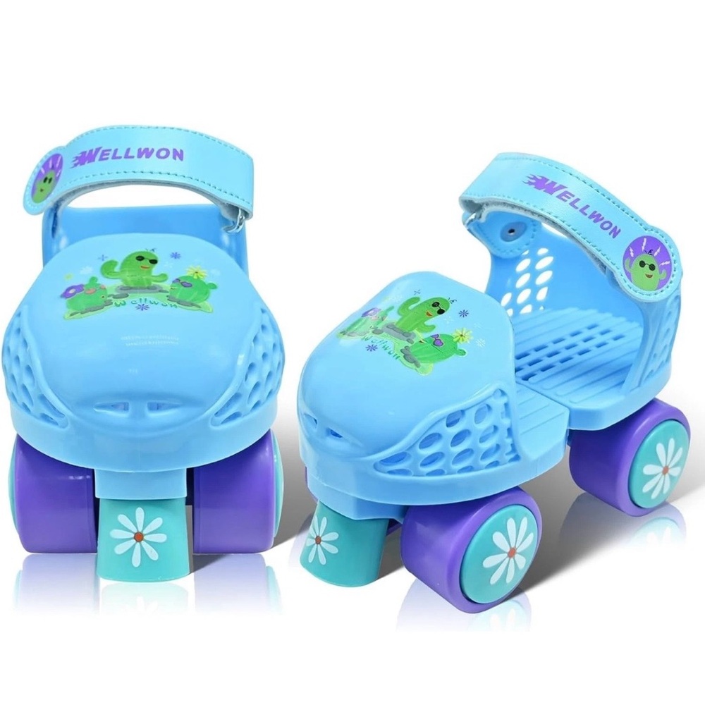 Safe Adjustable Roller Skates for Kids 2-5 , Dual Braking for Smooth Stops